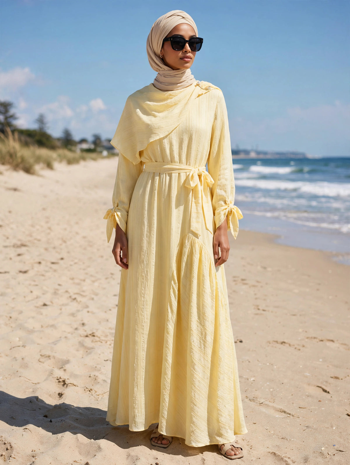 Butter Yellow Textured Maxi Dress