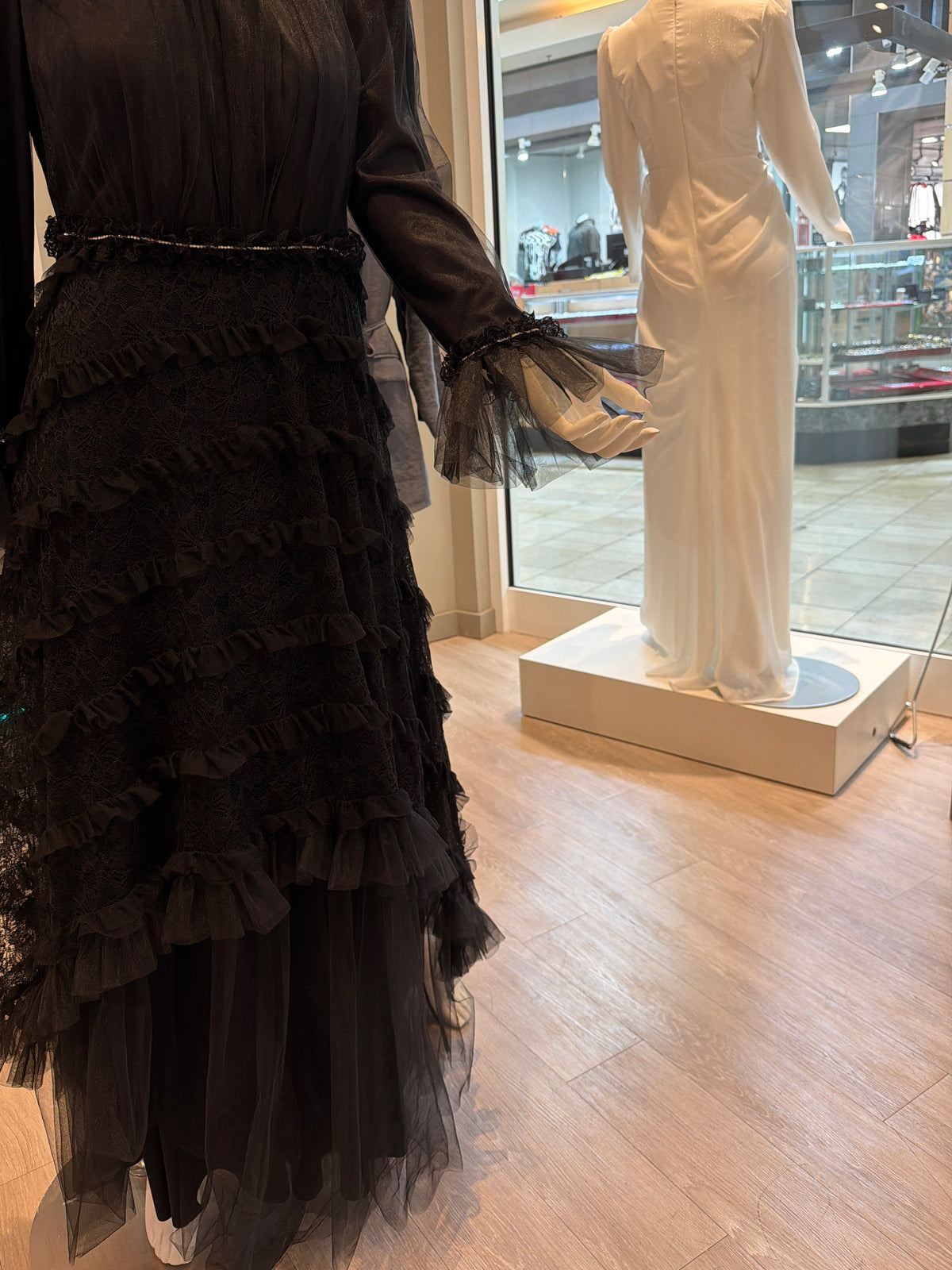 Black Tiered Tulle Night Gown