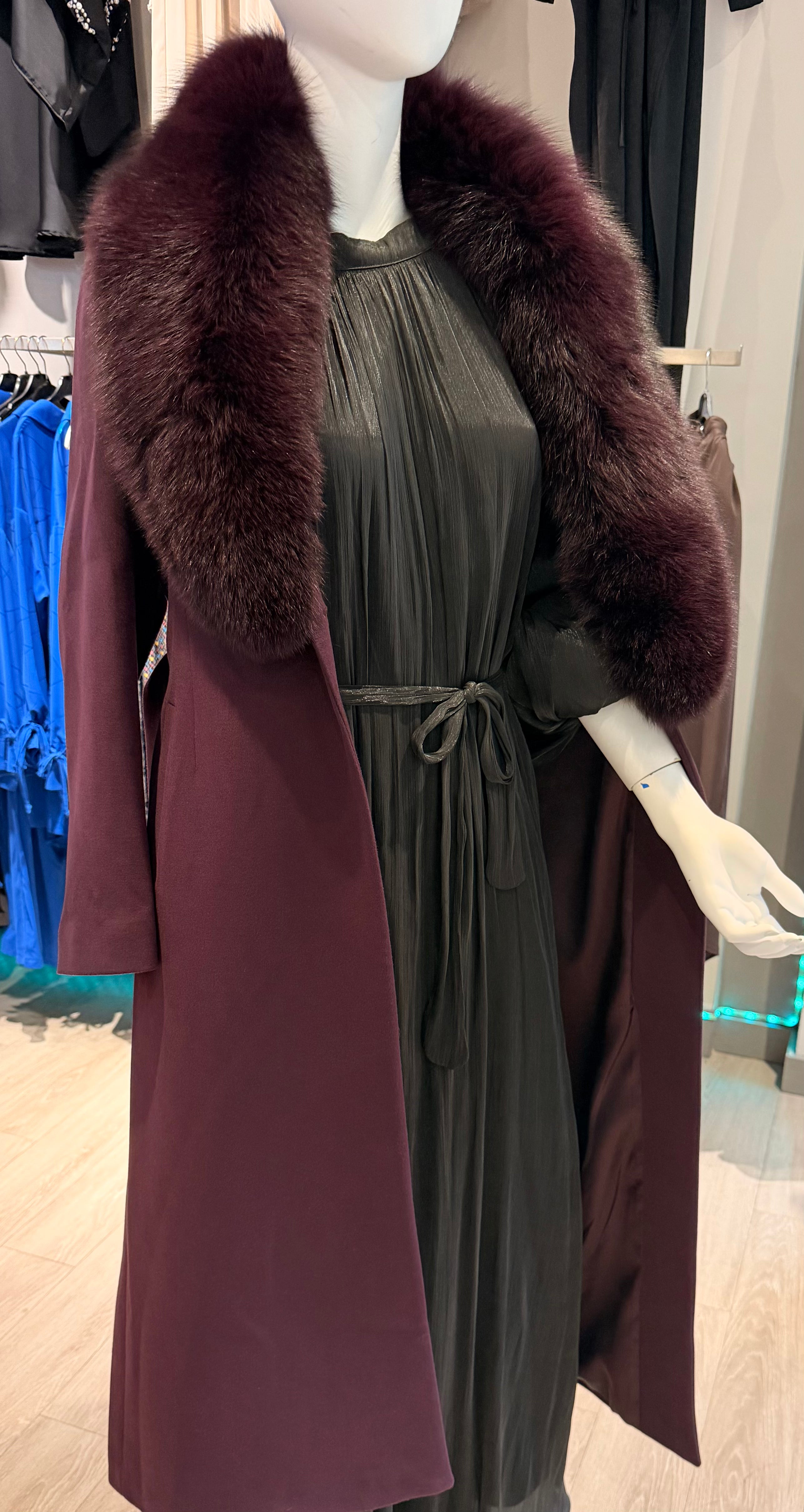 Aurelia Burgundy Cashmere-Blend Winter Coat