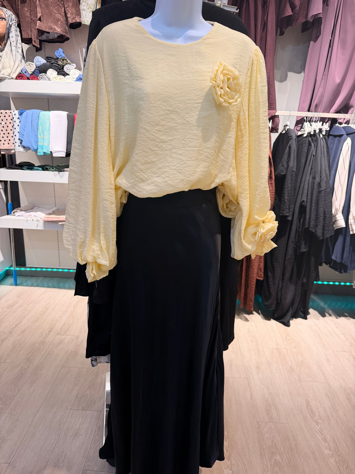 Butter Yellow Rose Appliqué Blouse