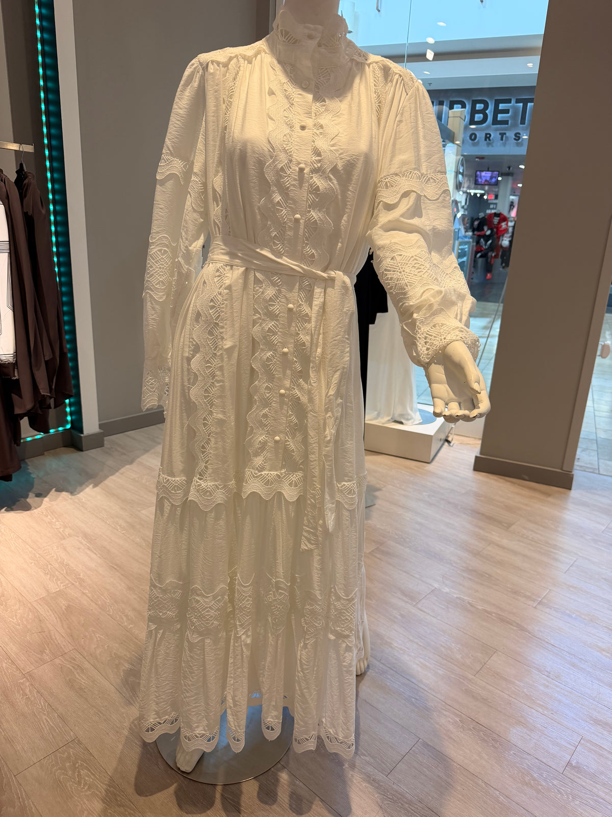 White Embroidered Modest Maxi Dress