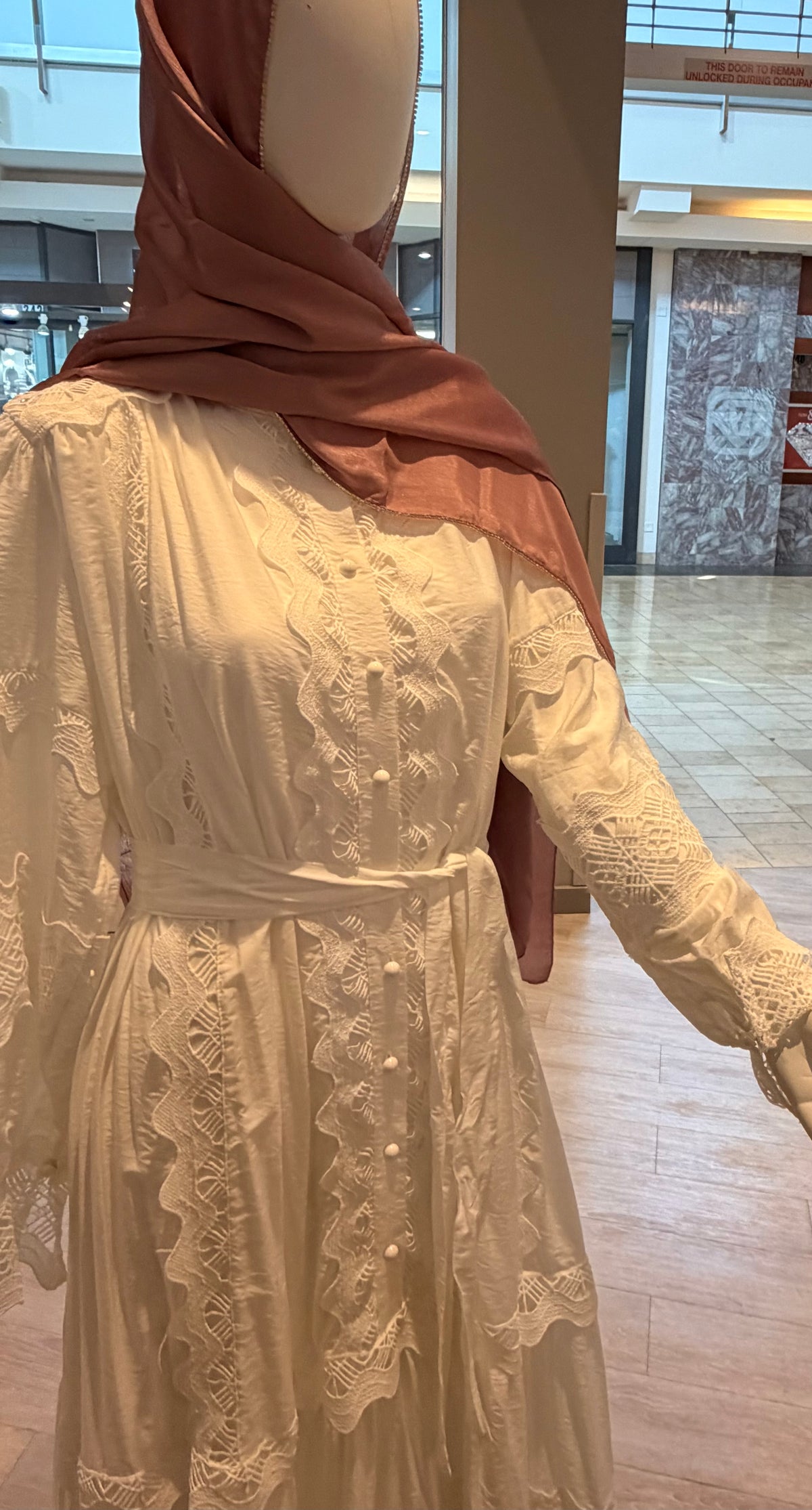 White Embroidered Modest Maxi Dress