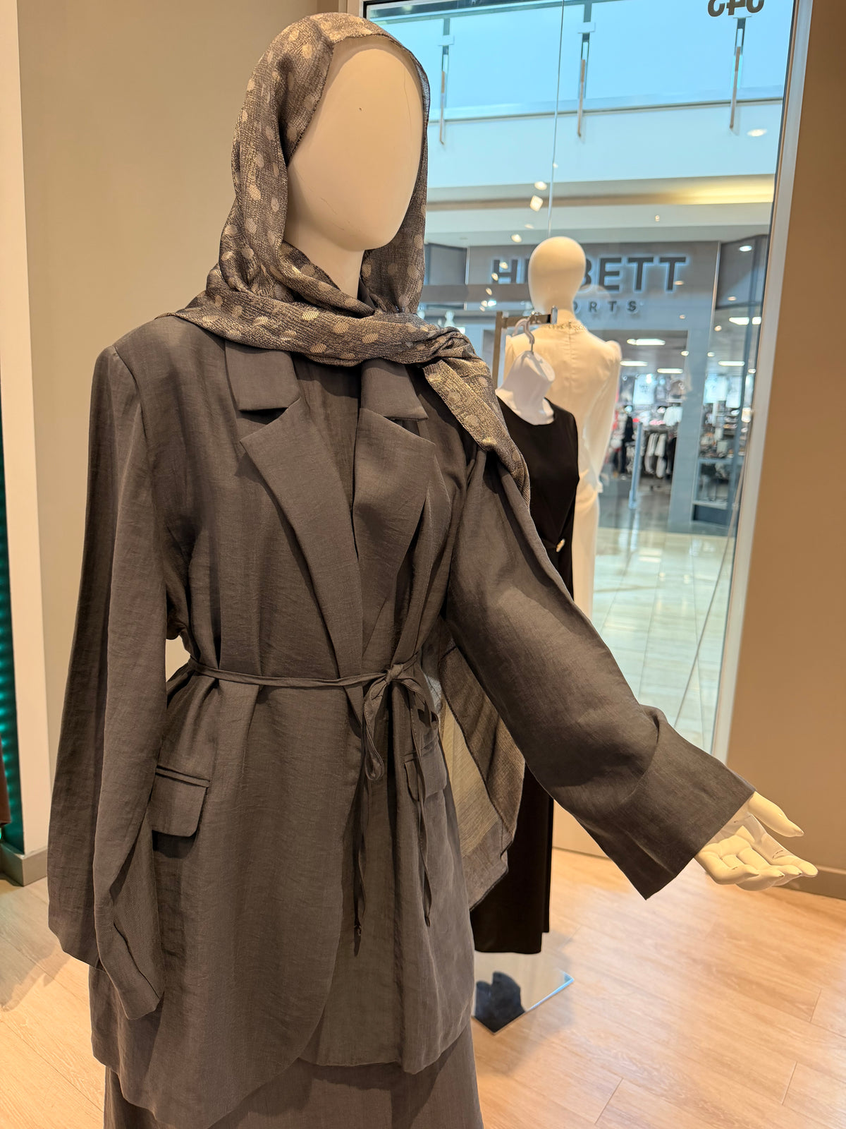 2-Piece Modest Set – Dress & Belted Blazer